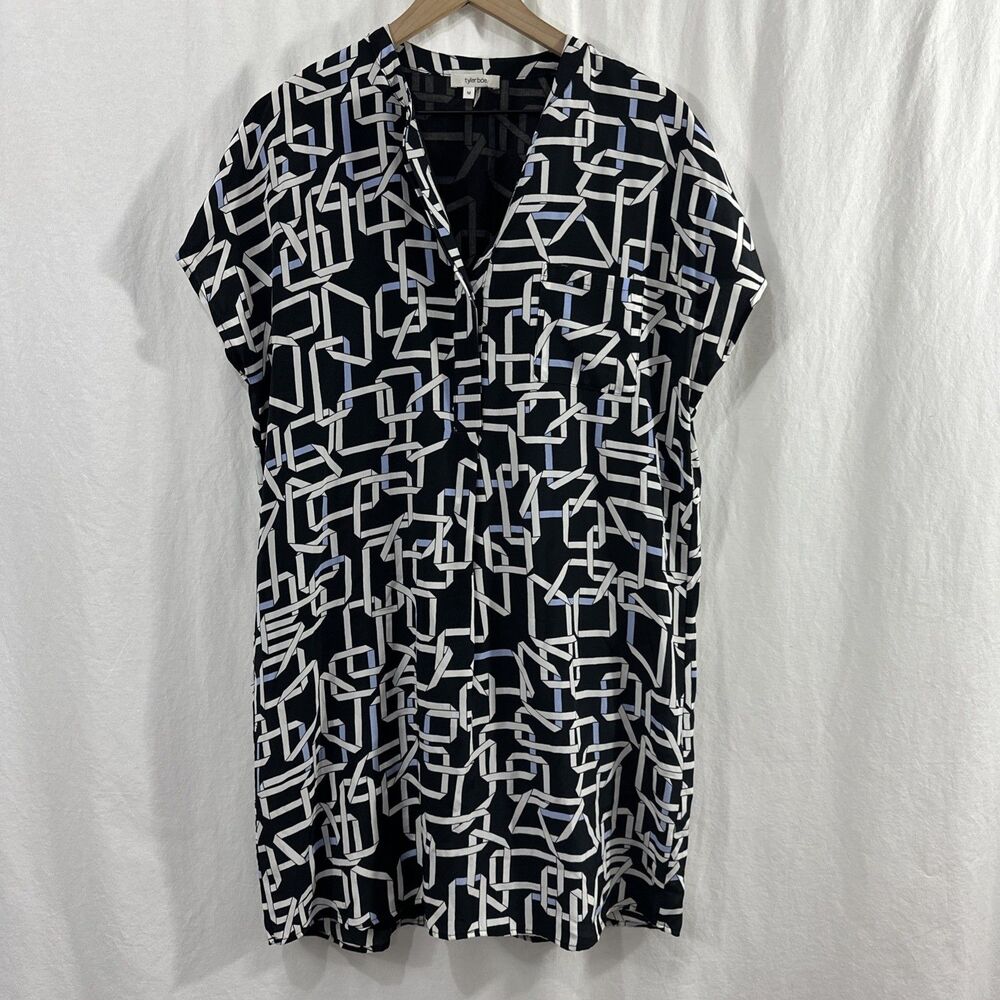 Tyler Boe Tania Abstract Geo Print Silk Shirt Dress Womens Size M Career Date